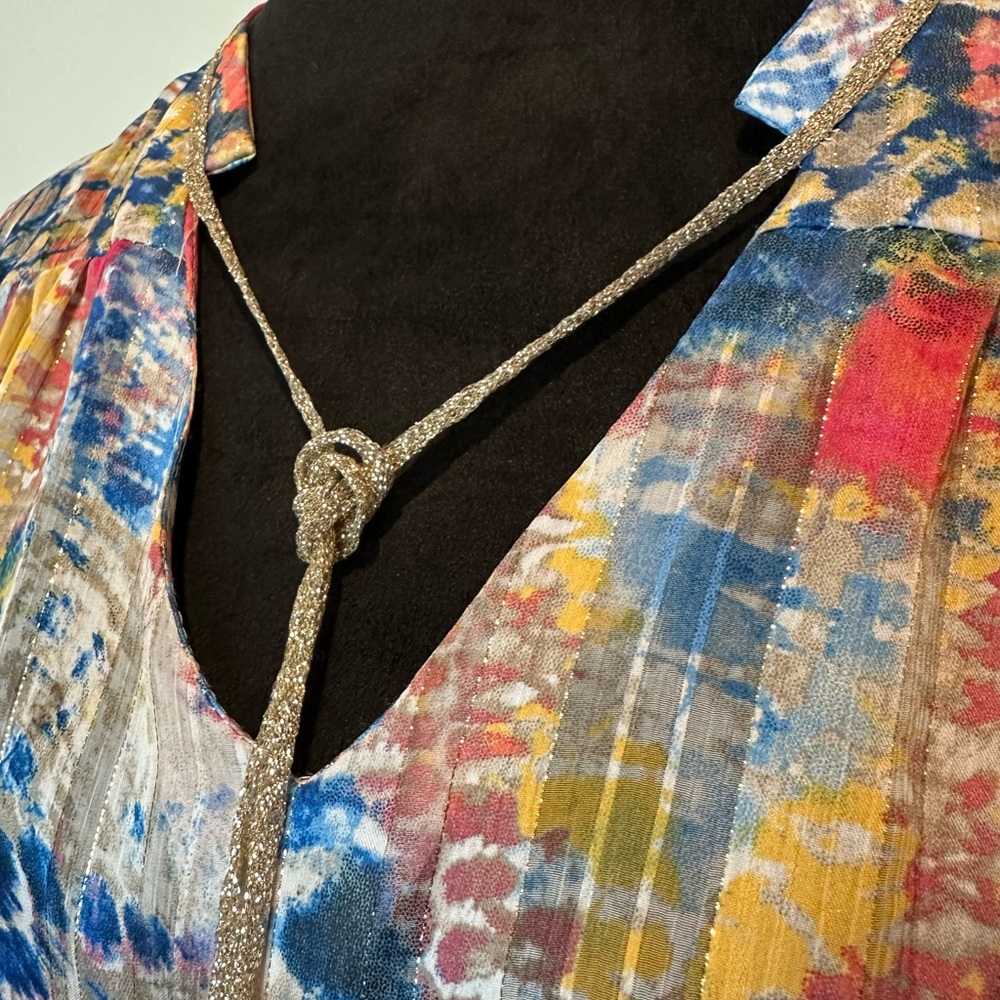 Colorful Women's Blouse with Tie-Dye Pattern - Picture 3 of 6